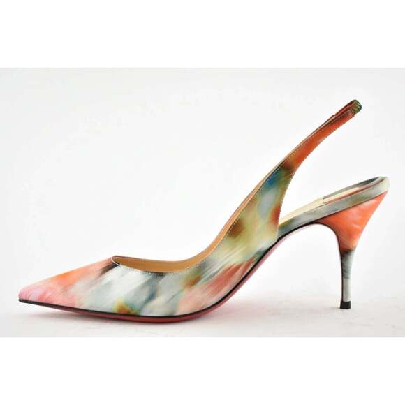 Christian Louboutin Clare Sling 80 Red Crepe Satin Impressioniste Heel Pump 38 - Picture 7 of 9